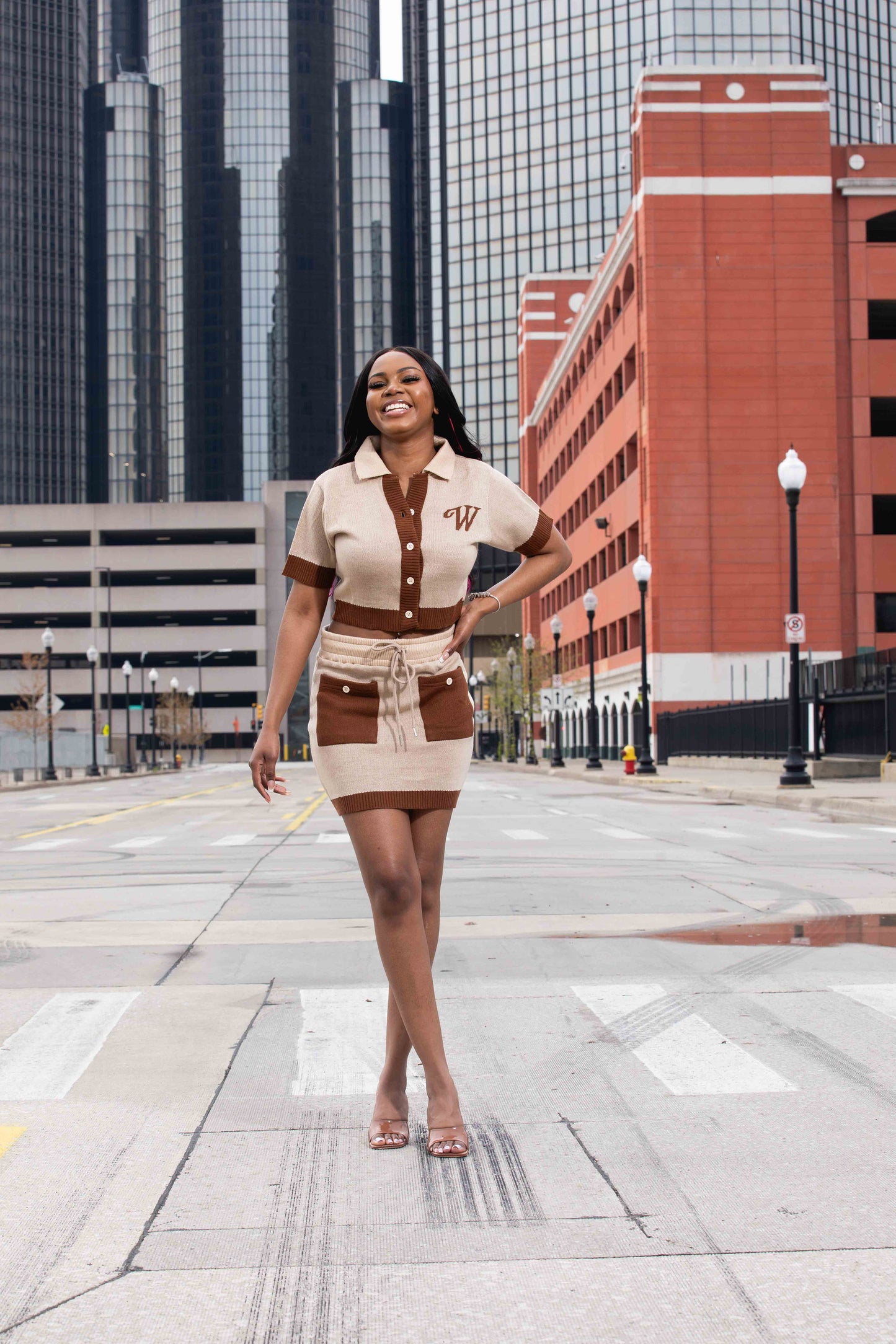 Alim Knitted Skirt Set “Sepia”